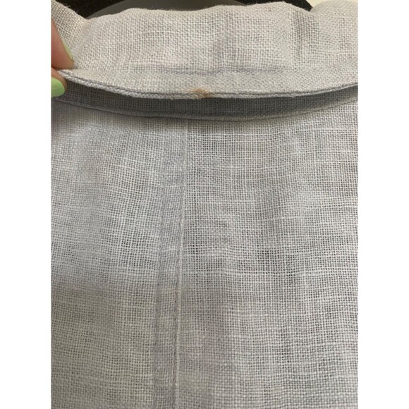 J. Jill Linen Light Gray Blazer Jacket top sz L Roll Tab Sleeve - Picture 5 of 6